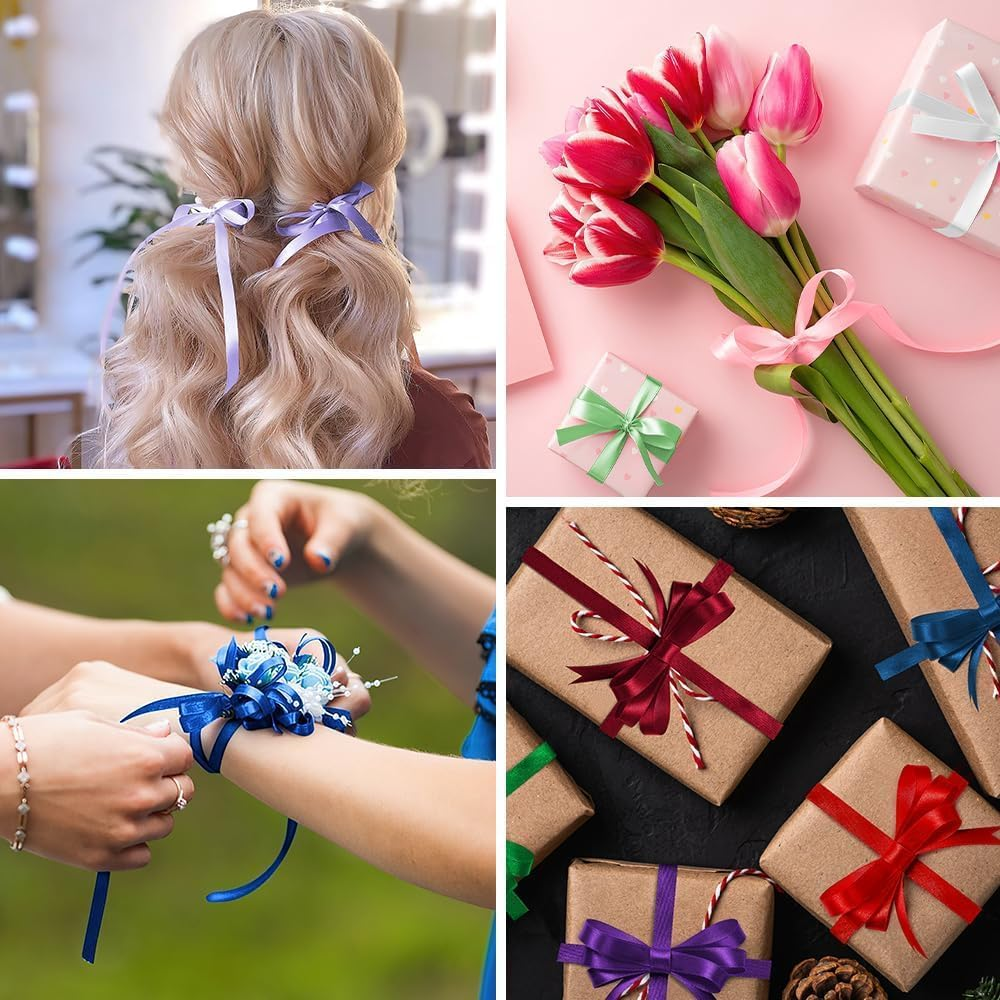 3/8 Inch 25 Yards Navy Blue Ribbon for Tree Ribbon Decorations, Fine Christmas Ribbon, Navy Blue Ribbon for Gift Wrapping image number 6