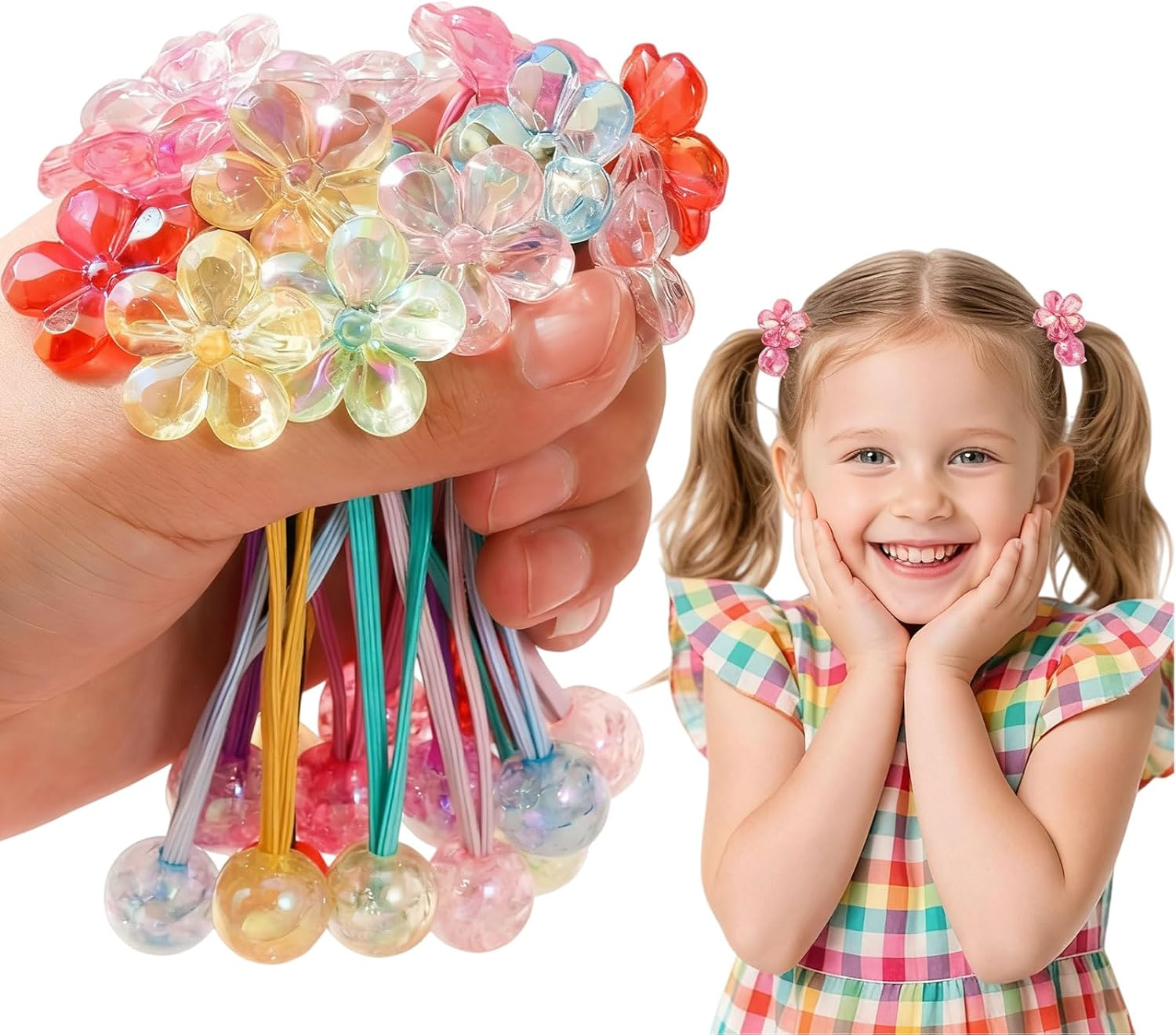 Xanthelle Girls Hair Bobbles Pack of 14 Colourful Hair Accessories Children'S Braid Elastics Baby Hair Scrunchies & Hair Band Girls Elastic Bubble Hair Ties with Beads and Balls image number 6