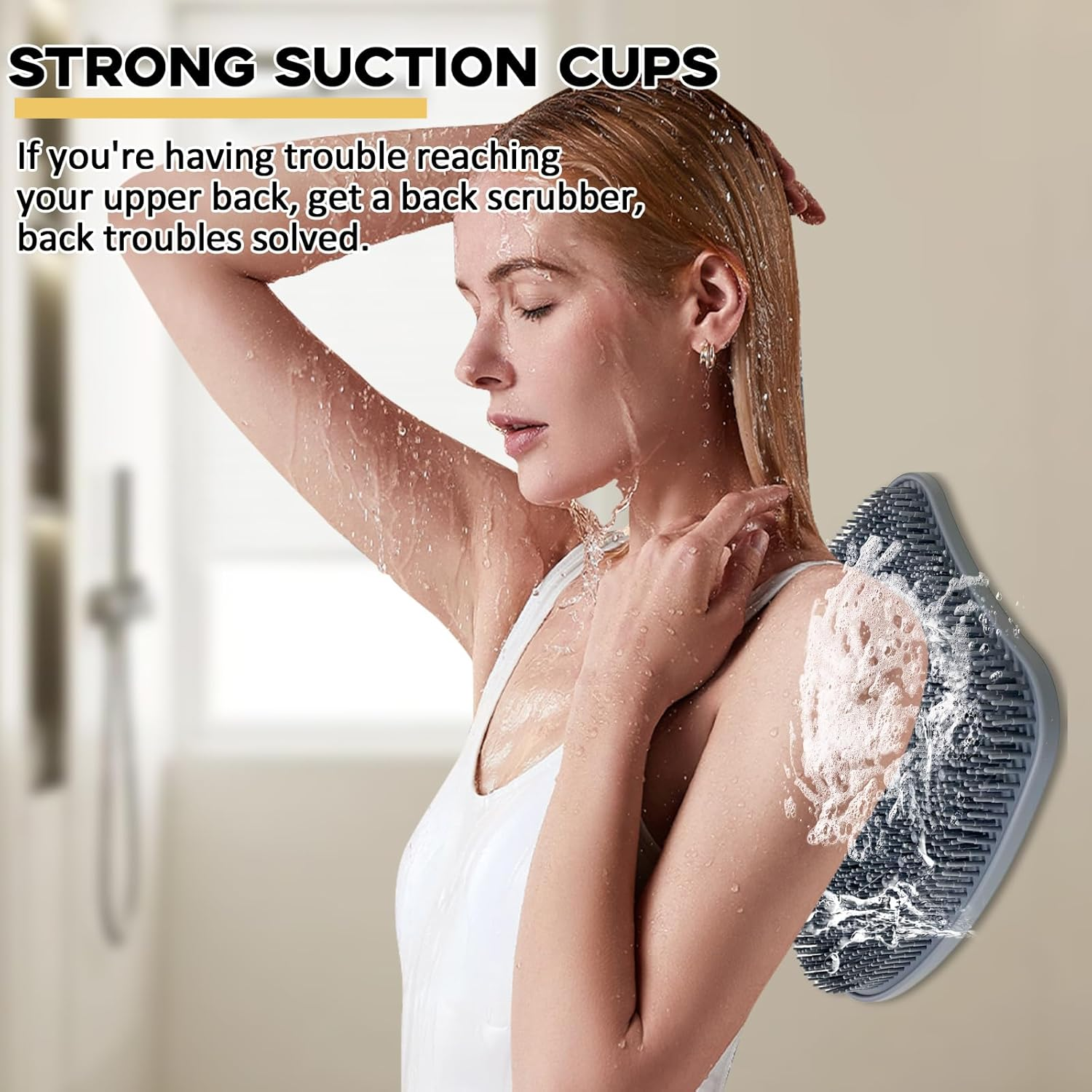 Luckyiren Extra Thicker & Larger Foot Scrubber Mat for Shower, Silicone Back Body Exfoliator Massager Cleaner Washer with Non Slip Suction Cup, Exfoliating Scrub Brush Pad for Women Men Elderly image number 5