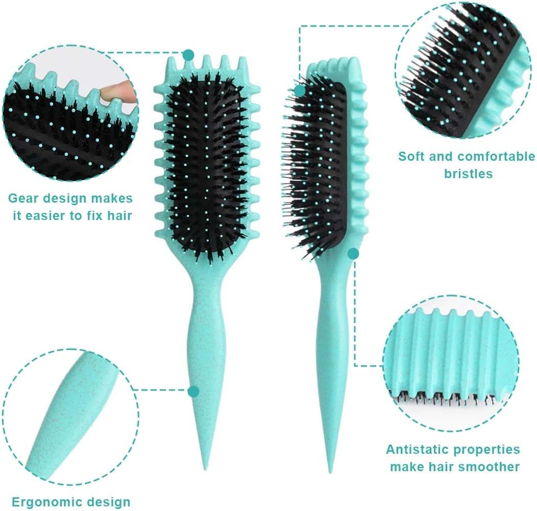 GXGM 1 X Brush Curl, Curl Hair Brush, Curl Define Styling Brush, Curling Brush, Define Styling Brush, Bouncy Curl Brush for Detangling, Shaping and Defining, Dark Green, Black, A image number 3