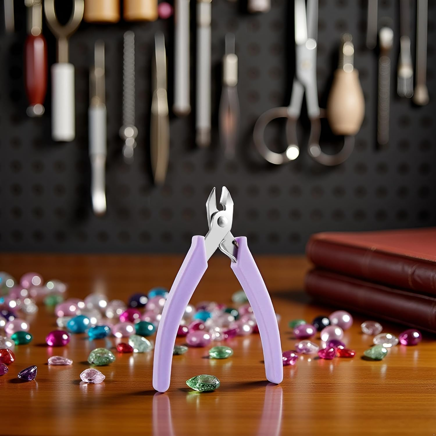 Purple Manicure Nail Pliers for Rhinestones Gems Picker Removal Wire Cutter Nail Unloading Nippers Chain Scissors Nail Art Tool Durable All Purpose Tool Nail Art Accessories
