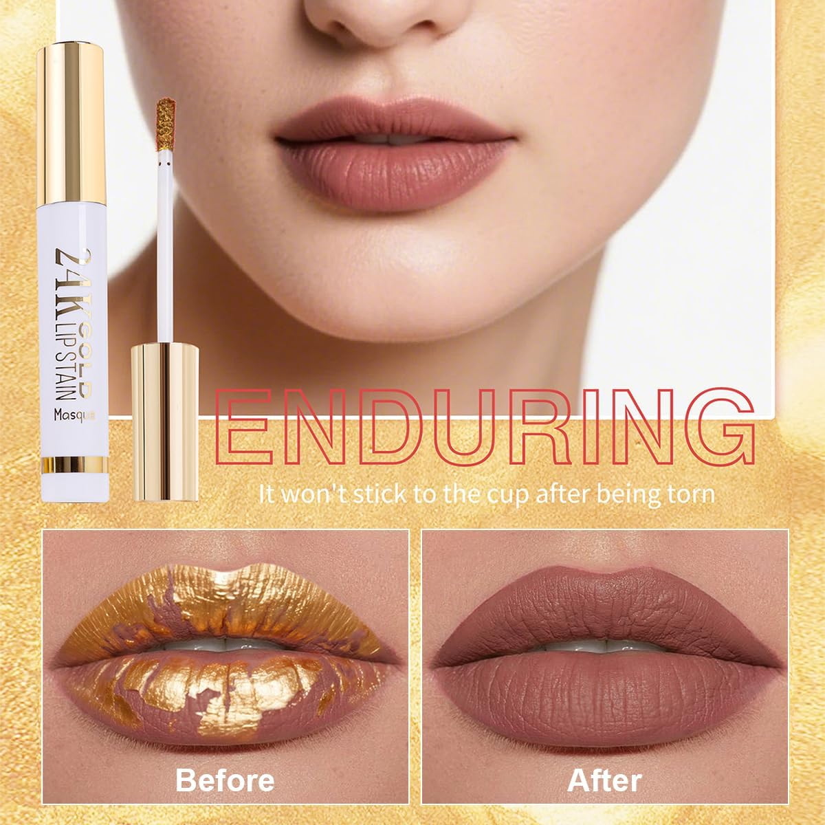 Lip Liner Peel off Lip Stain 24K Gold Wipe off Lip Stain Tattoo Long Lasting Waterproof Lip Tint for Women Girls,Detachable Lip Liner Pencil High-Pigment Lip Color,Smudge & Transfer Proof (02#Coffee) image number 5