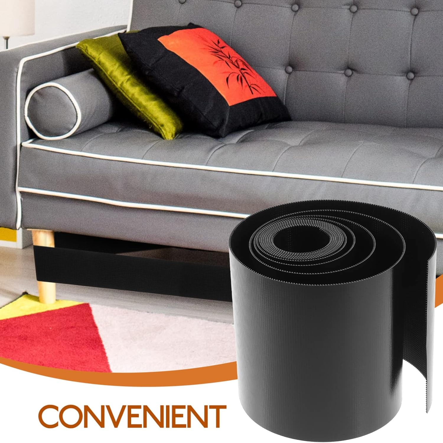 Iplusmile Toy Blocker for under Couch, Bed Sofa Adjustable Furniture Couch Bumper with Adhesive Pets Toys from Going (0.11X2M) Black W2356NGB9519Q image number 4