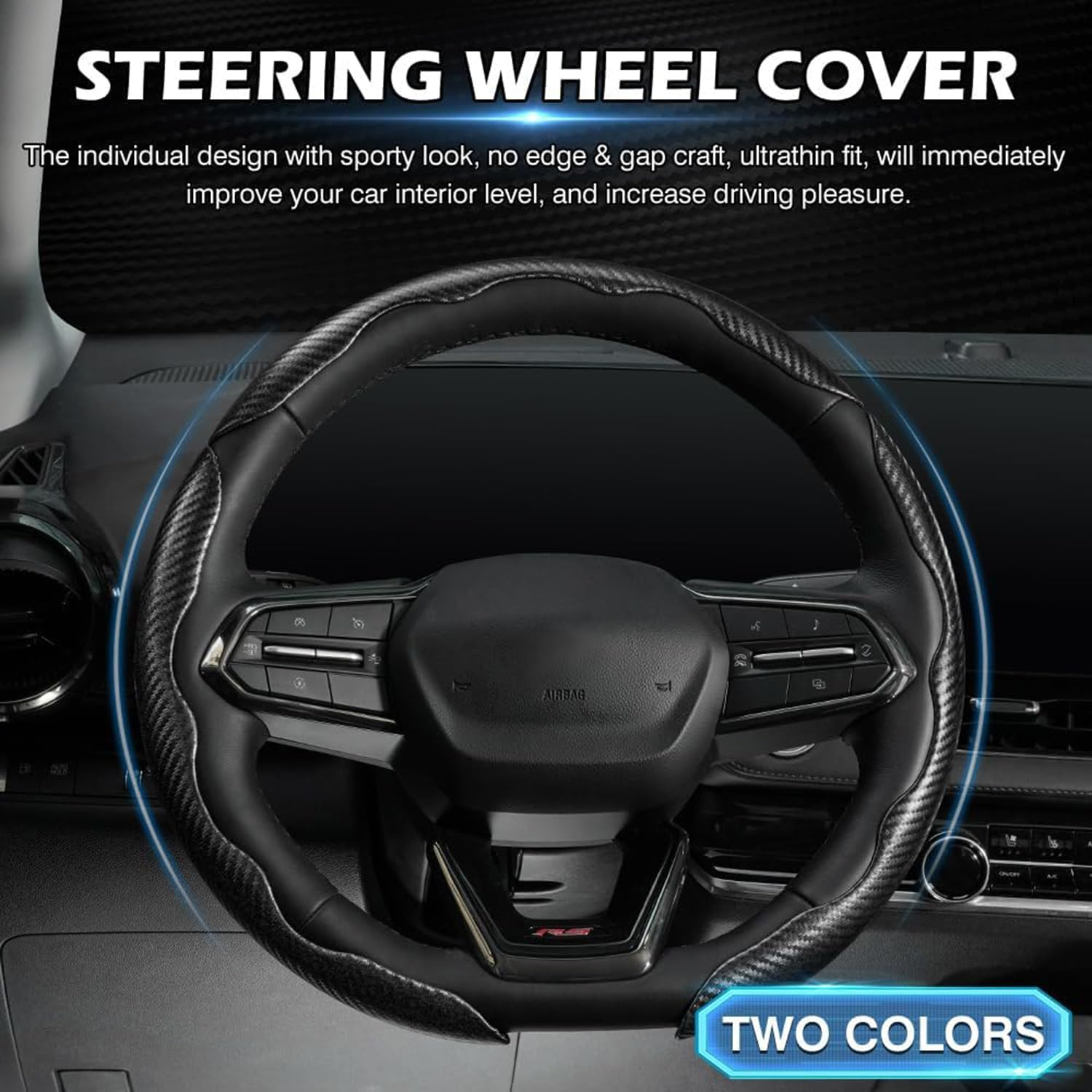 Car Carbon Fiber Steering Wheel Cover, 3Pcs Segmented Anti-Slip Steering Wheel Protector for Men and Women, Suitable for 99% of Cars on the Market image number 3