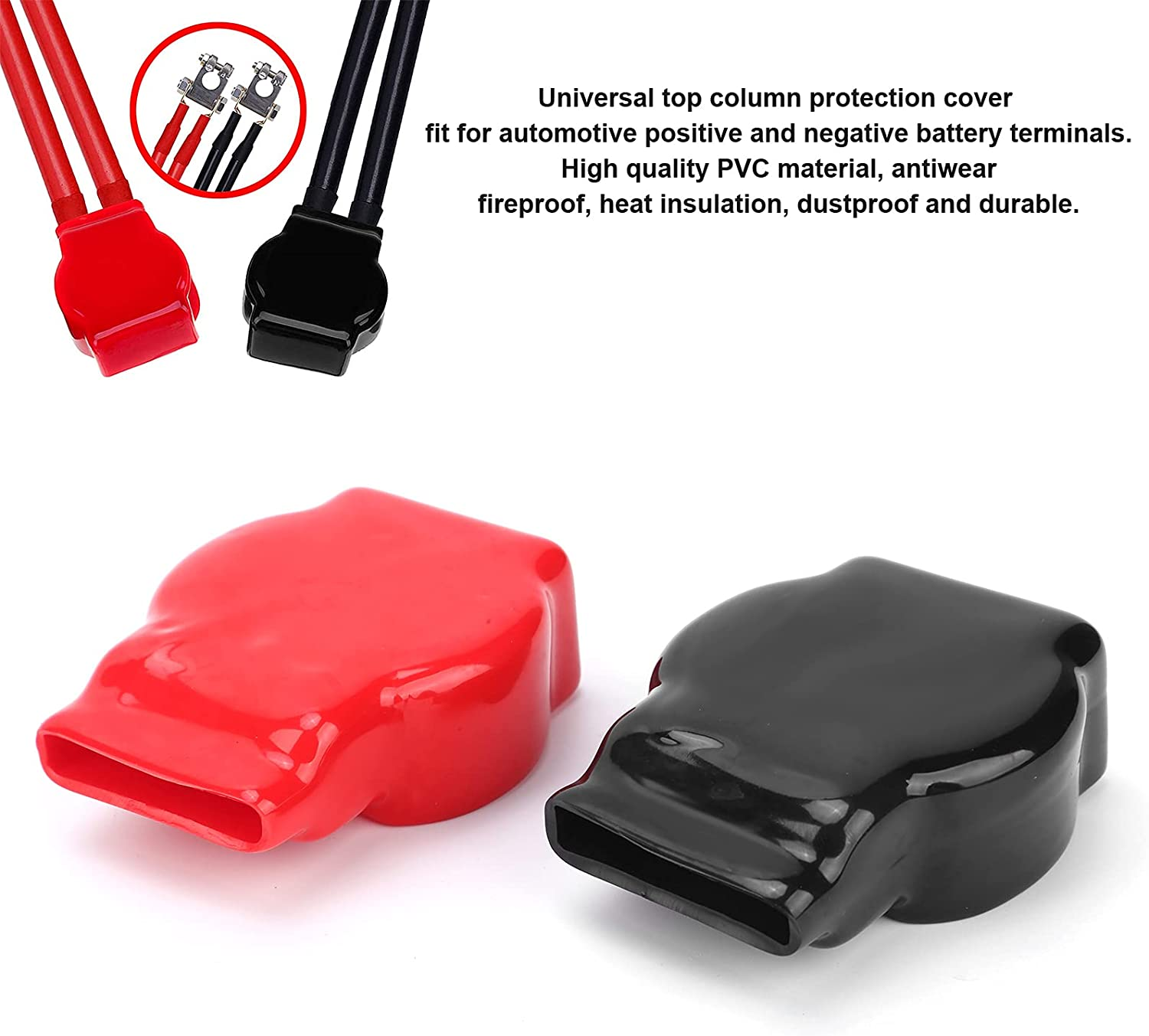 Fdit 2Pcs Universal Battery Terminal Covers, PVC Positive/Negative Terminal Protector for Cars, Motorcycles, Trucks & Rvs | Fireproof, Dustproof & Insulation Sleeves image number 4