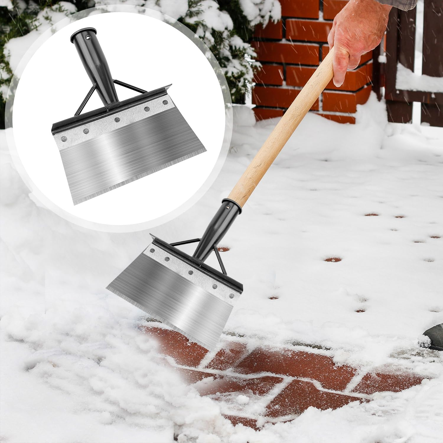 Multifunctional Garden Cleaning Shovel, 21Cm Outdoor Cleaning Shovel Manganese Steel Square Garden Shovel Weed Scraper Shovel Gardening Tool for Removing Weed Snow (Without Handle) image number 3