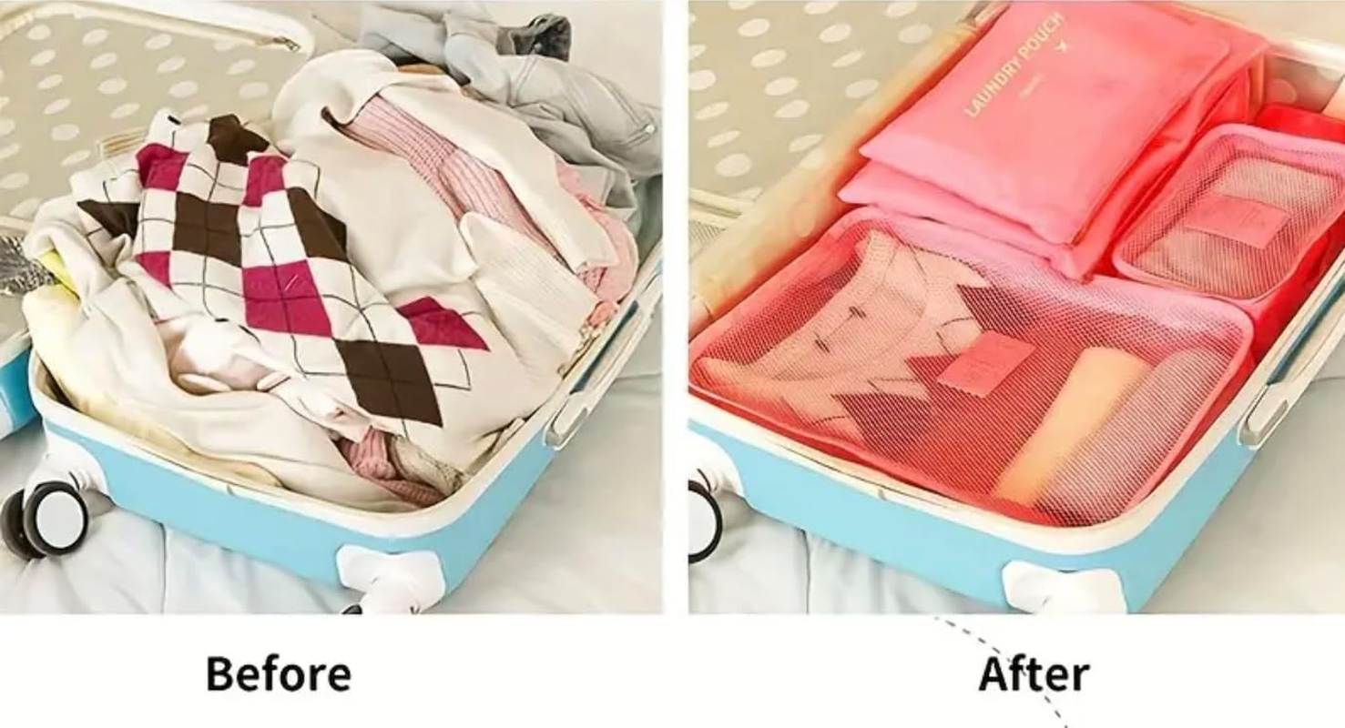 Go2Buy 6Pcs Travel Luggage Organizer Set Backpack Storage Pouches Suitcase Packing Bags (Wine Red) image number 2