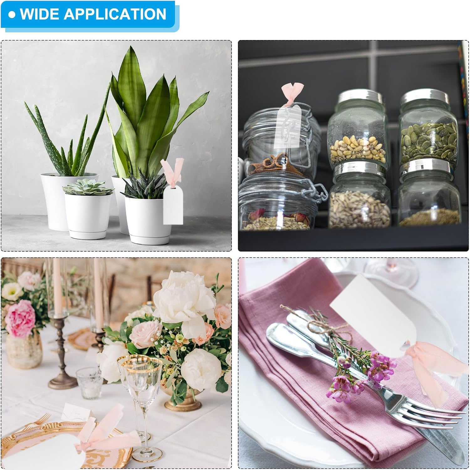 Xinghonyac 30 Pcs Frosted Acrylic Wedding Card, Arch Blank Wedding Decoration Seating Cards with Ribbon, DIY Place Cards, Decor Acrylic Name Tag for Table Setting Wedding, Dinner Parties Guest Name image number 6