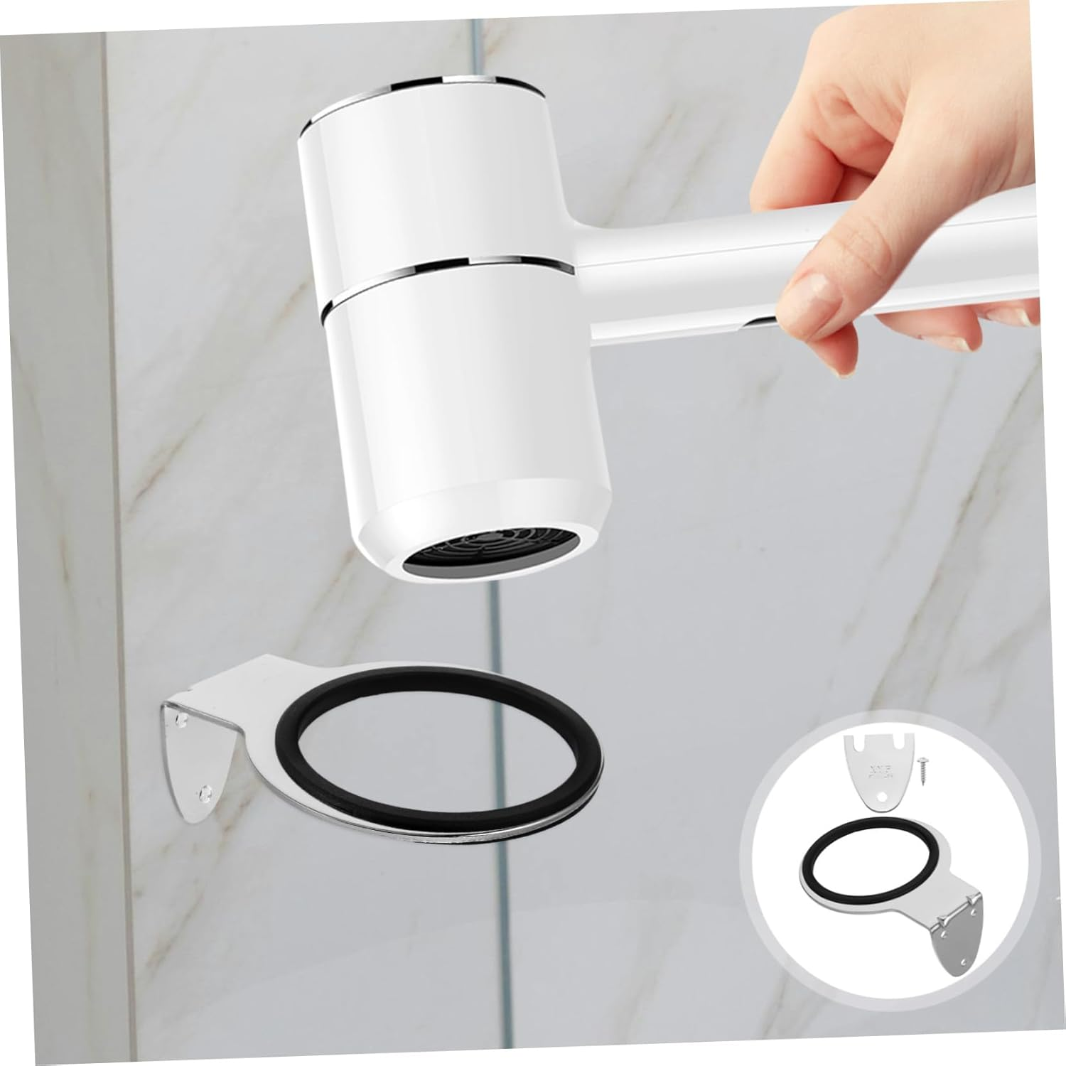 BESTYASH Hair Dryer Rack Wall-Mounted Hair Dryer Holder Bathroom Accessory Sleek Design image number 3