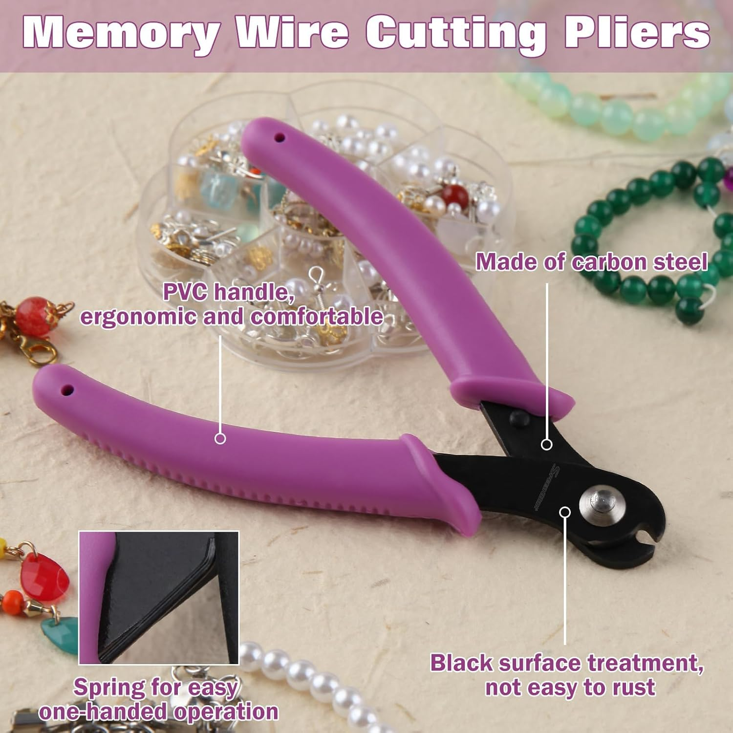 SPEEDWOX 5 Inch Memory Wire Cutting Pliers Jewelry Parrot Beak Wire Cutter Bracelet Pliers Memory Wire Shears Flush Cut Pliers Beading Hobby Work Tool for Arts and Crafts Electronics Jewelry Making
