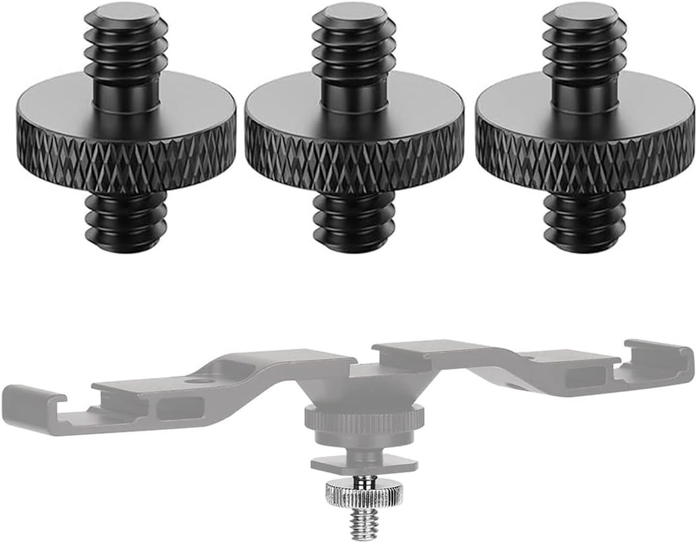 Lyfengdeam 6 Pcs 1/4 Male Threaded Tripod Adapter Double Head Stud Standard Mounting Thread Converter for Camera Tripod Mic Stand Mic Mount Light Stand DSLR Camera Shoulder Mount (Black) image number 6