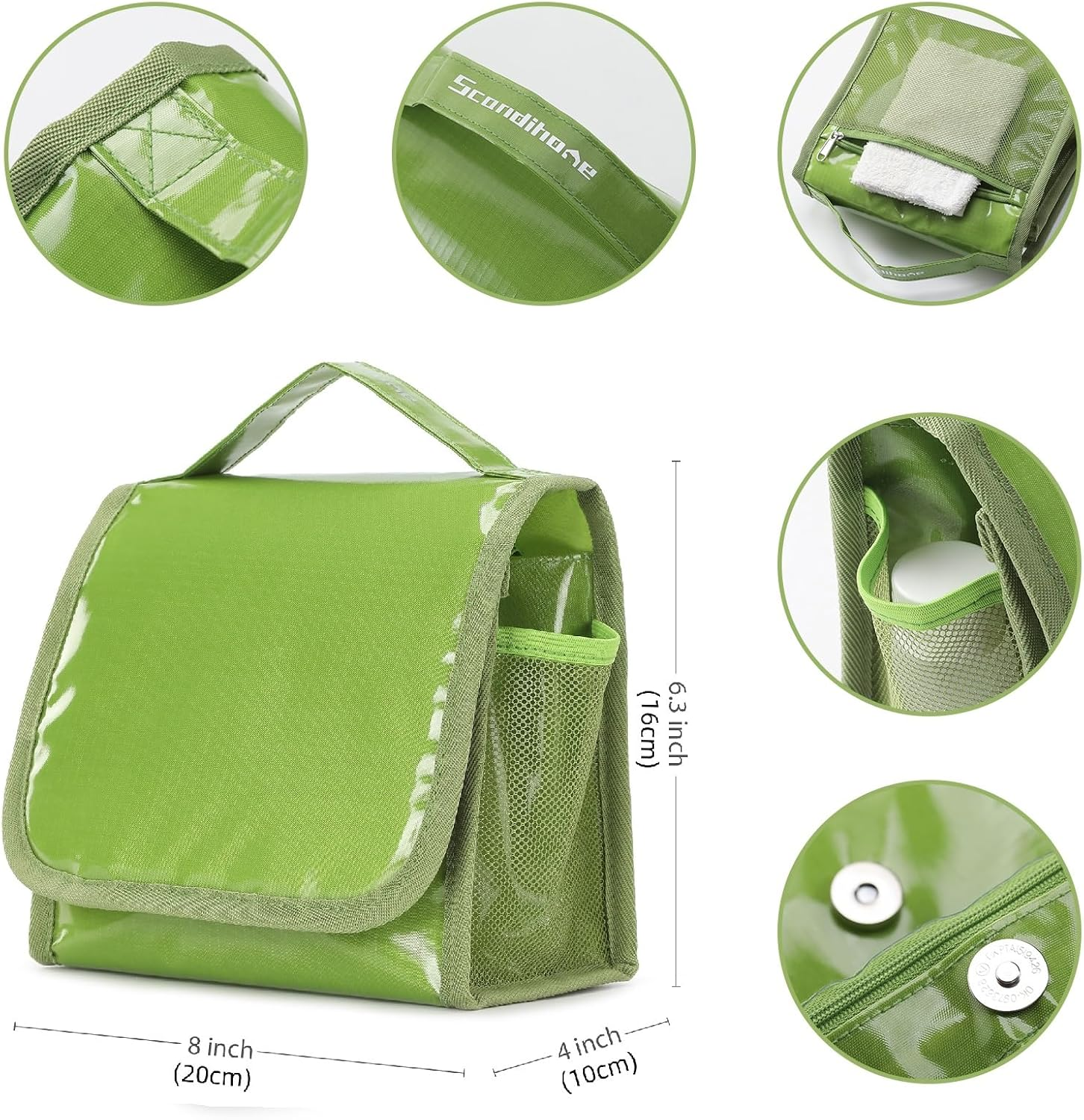 NQQNQQ Hanging Toiletry Bag for Men & Women, Waterproof Travel Makeup Organizer, Large Capacity with Multiple Compartments, Shaving & Full-Sized Toiletries Storage Bag. SO-T (Green) - Green image number 3