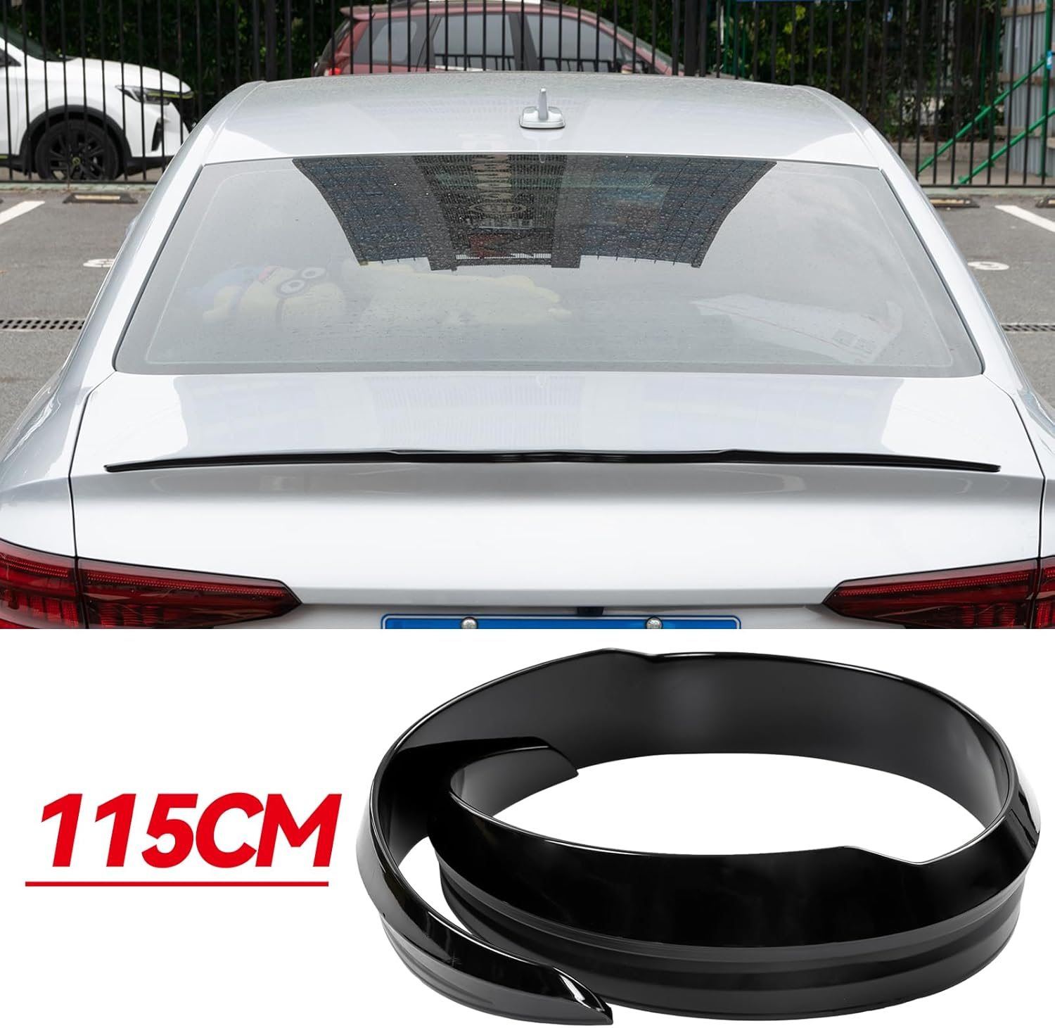AUTOXBERT Rear Spoiler Wing Universal V-Style Trunk Spoilers for Cars Sedan Saloon Accessories (Glossy Black) image number 2