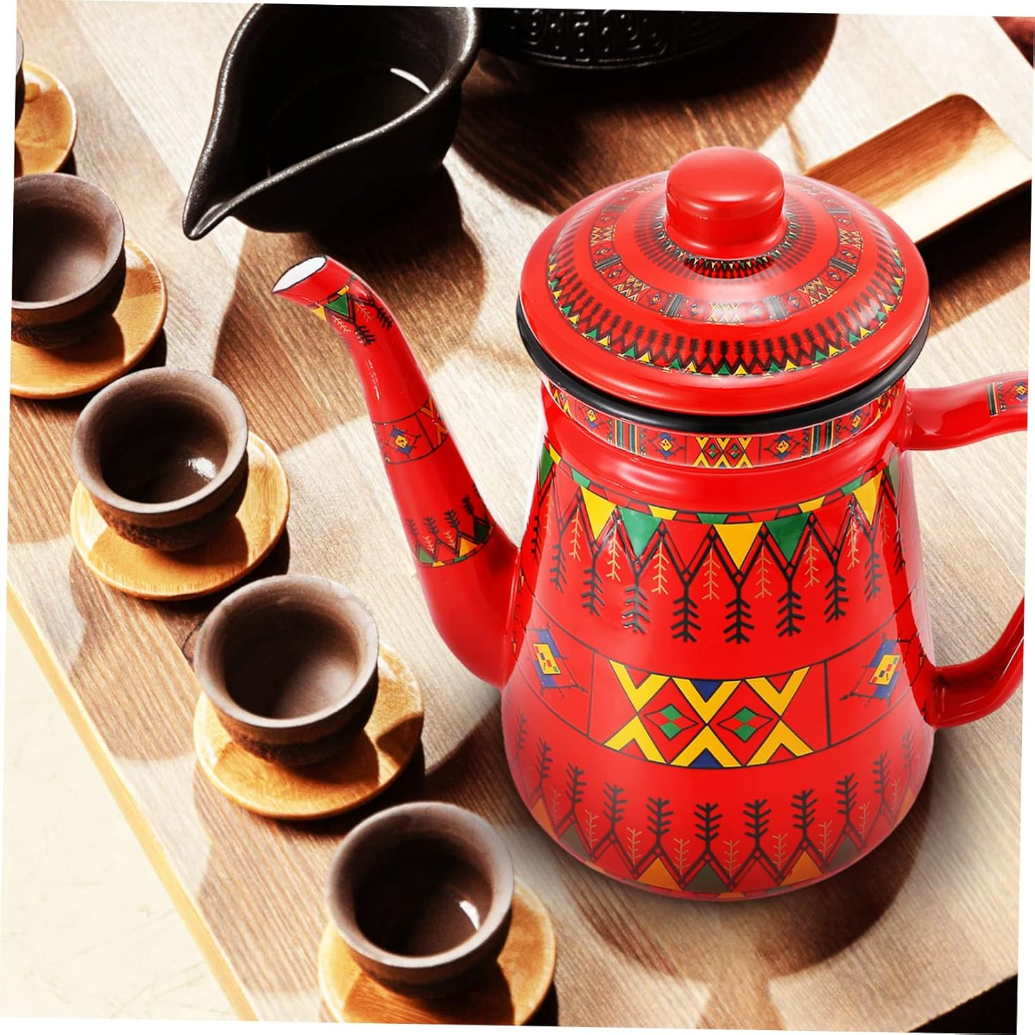 Enamel Coffee Pot Espresso Pot Backpacking Stove Stainless Steel Drinking Glasses Ceramic Kettle Glass Pitcher Home Supplies Kitchen Teakettle Red Heating Herbal Teapot Enamel image number 6