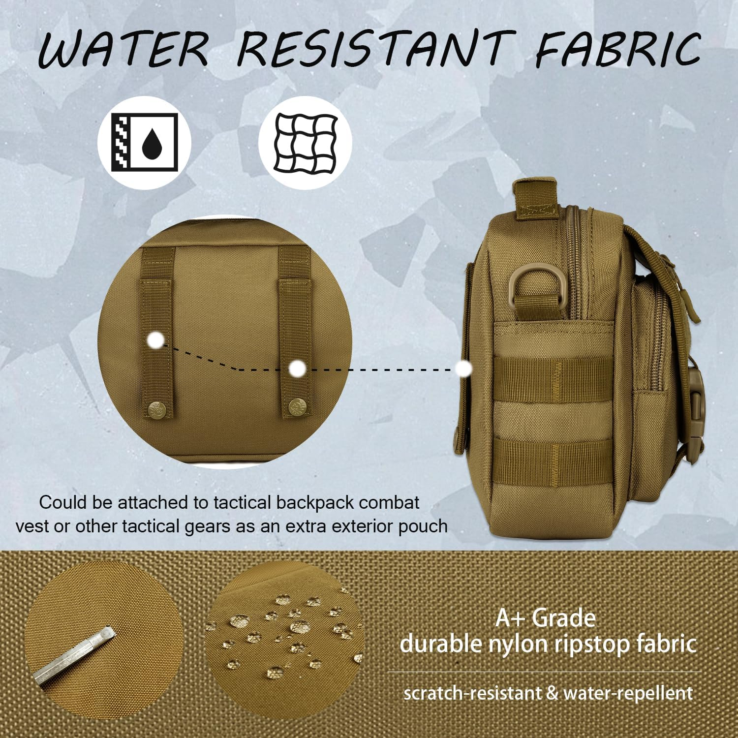 Protector plus Tactical Messenger Bag Men Small Military MOLLE Crossbody Pack (Patch Included) - Brown image number 3