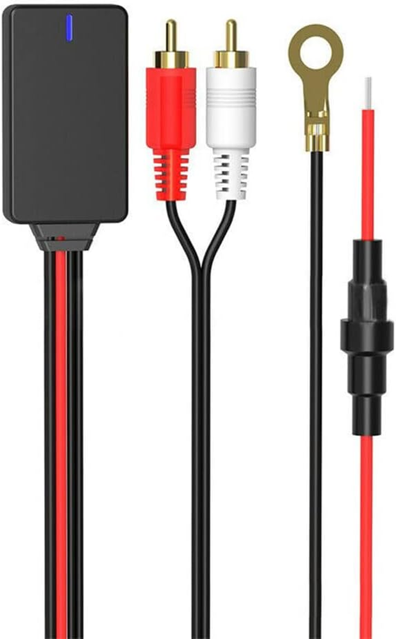 Baceyong 12V Universal Bluetooth 5.0 AUX Receiver for Car MP3 MP5, Black 2RCA Audio Cable Adapter with 50Cm/19.68" Cable Length, Radio Stereo AUX Cable Adapter