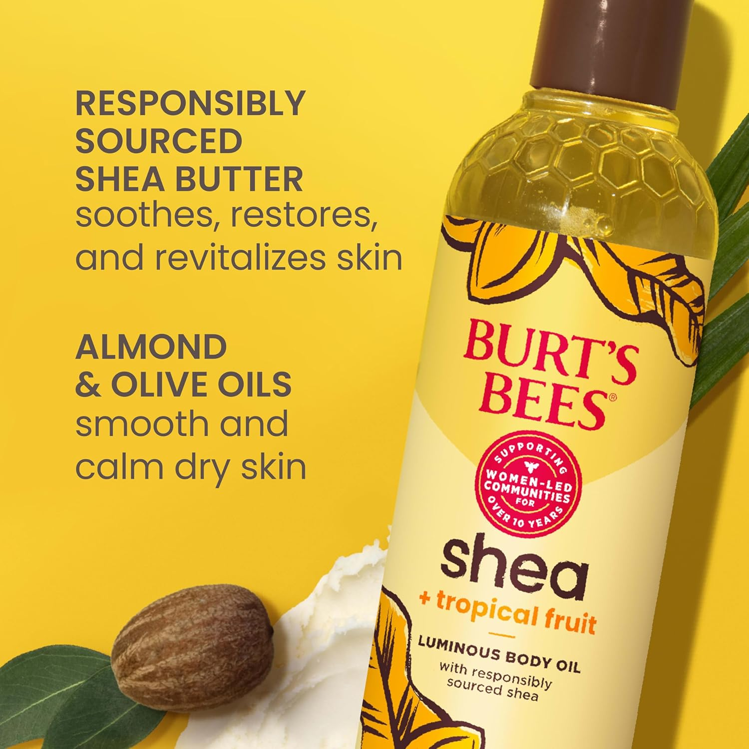 Burt'S Bees Shea + Tropical Fruit Luminous Body Oil, Non-Greasy, Antioxidant Rich for Glowing Skin, Non-Irritating, Natural Origin Skin Care, 8 Oz. image number 4