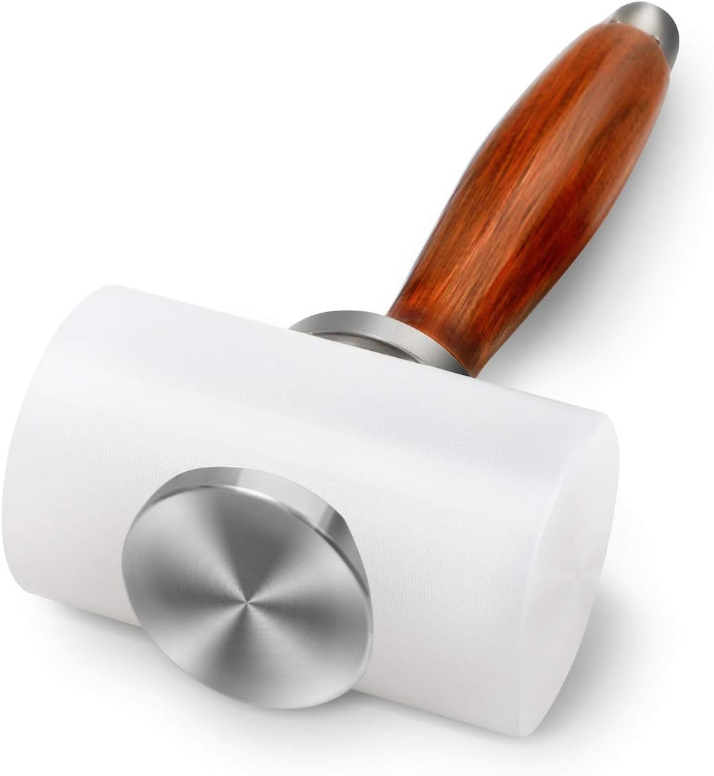 AIBER DIY Leathercraft Wooden Mallet Carving Hammer Wood Handle Nylon T Head 7.4 Inch (Nylon T-Head) image number 1