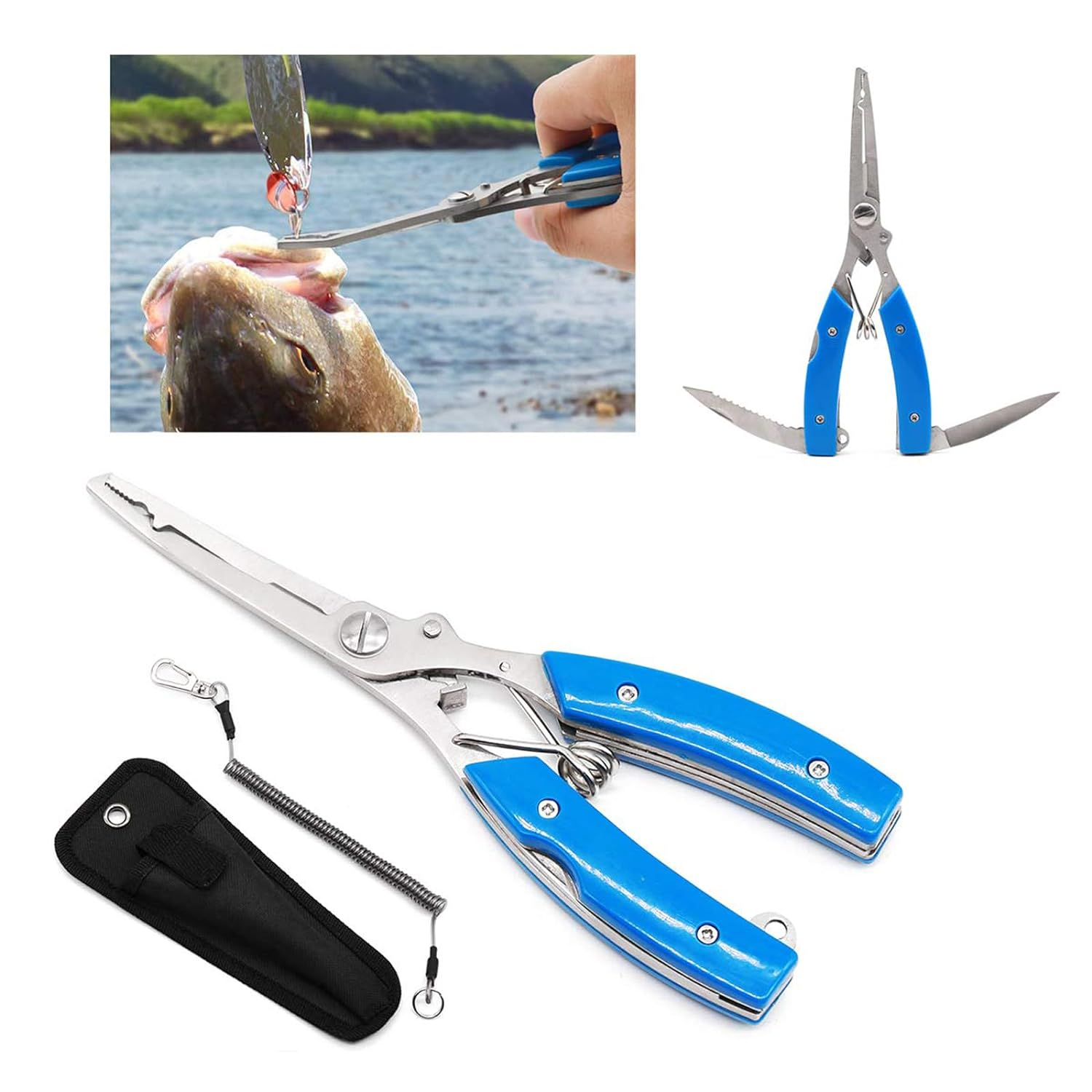 Fishing Tool Kit Fishing Pliers Fish Gripper Fishing Scale Fish Grip Tools Set Saltwater Resistant Fishing Gear image number 2