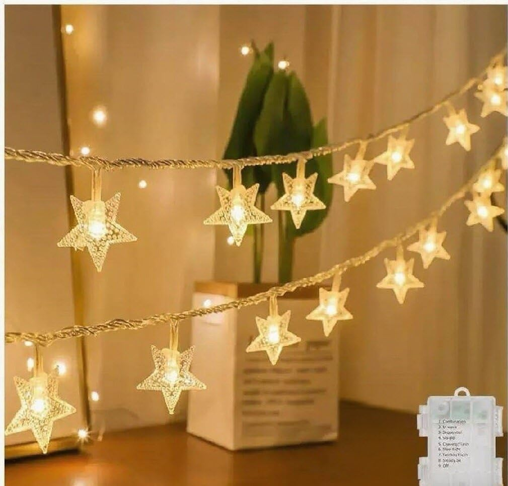 50 LED Star String Lights 5M Fairy Christmas Lights Battery Operated for Indoor & Outdoor, Party, Wedding and Holiday Decorations Warm White image number 4