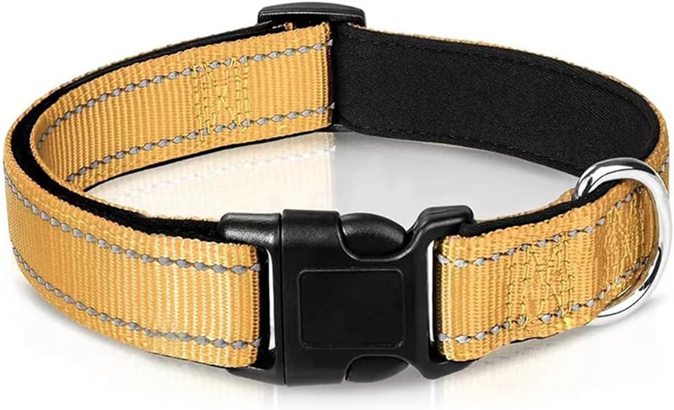 Nylon Dog Collar, Ultra Soft Dog Collar with Neoprene Padded, for Puppies, Small, Medium, Large Dogs, Brown, L image number 4