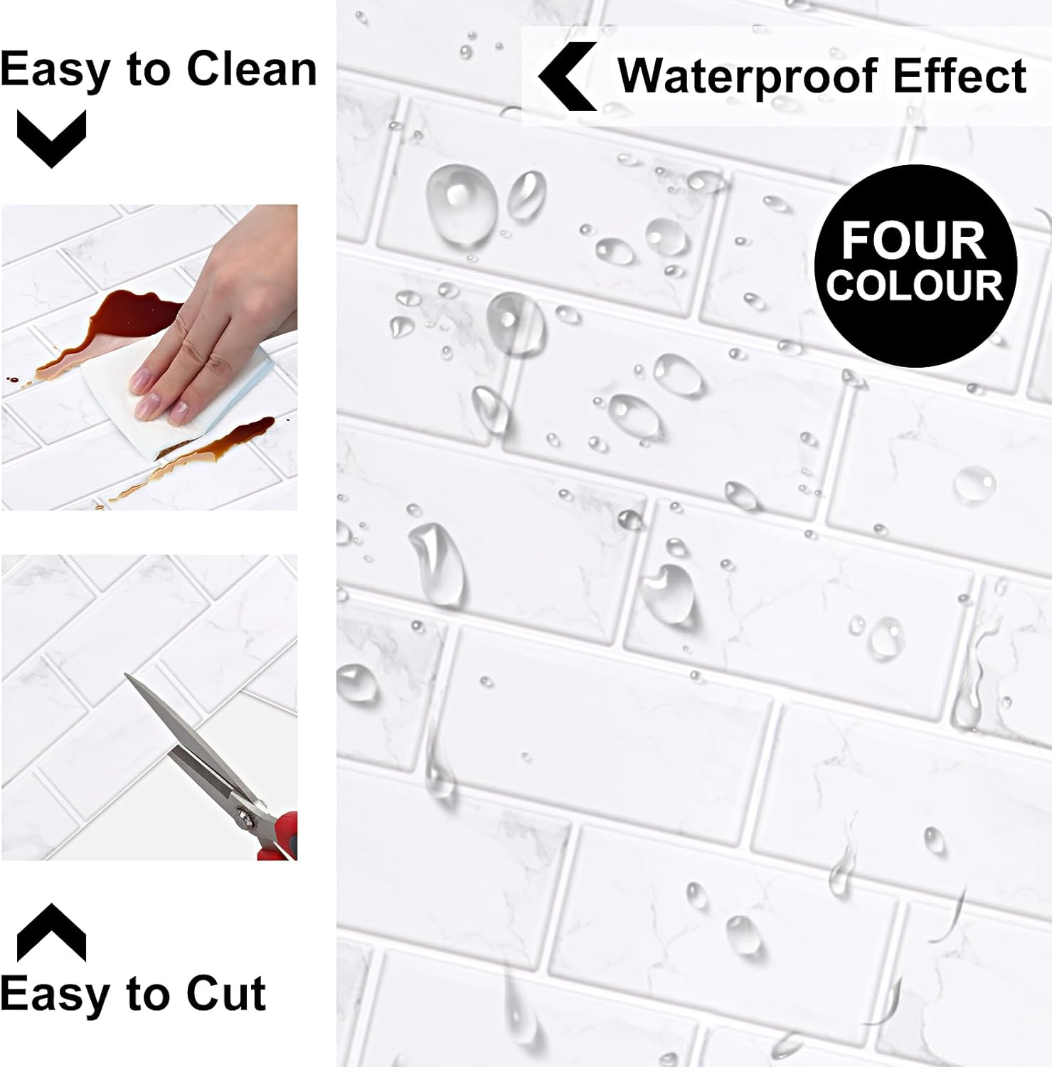 Ztowoto 12 PCS Tile Stickers Self Adhesive,Waterproof Peel and Stick Wall Tiles 30X15 Cm，Non-Slip 3D Stick on Tiles，Self Adhesive Wall Tiles for Bathroom Kitchen Living Room Bedroom (12, Blue-Gray) image number 1