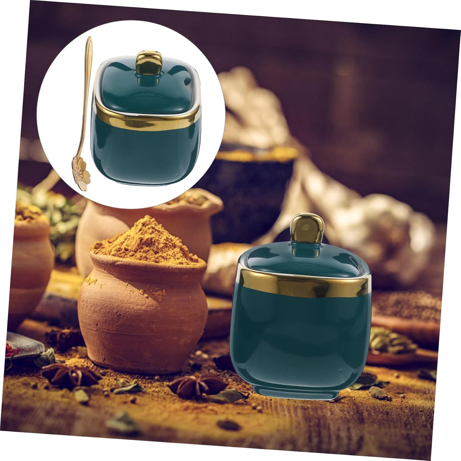 FELTECHELECTR 1Pc Ceramic Seasoning Jar with Stylish Condiment Storage Container for Sauces Vinegar and Spices for Home School and Restaurant Use Easy to Clean And image number 4