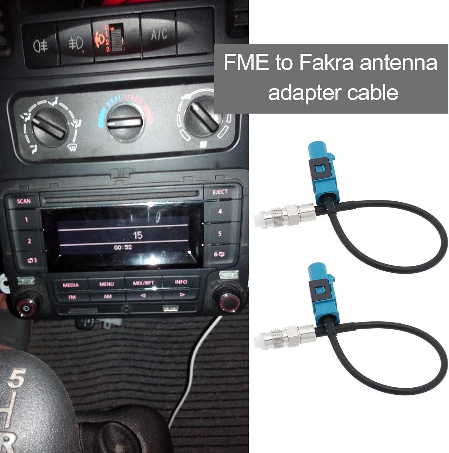 VGOL 2Pcs Antenna Adapter Fakra Plug Male to FME Socket Female Vehicle Aerial Antenna Coaxial Adapter RG178 Cable GPS Antenni Adapter Cable GPS Navigation FM AM Radio image number 3