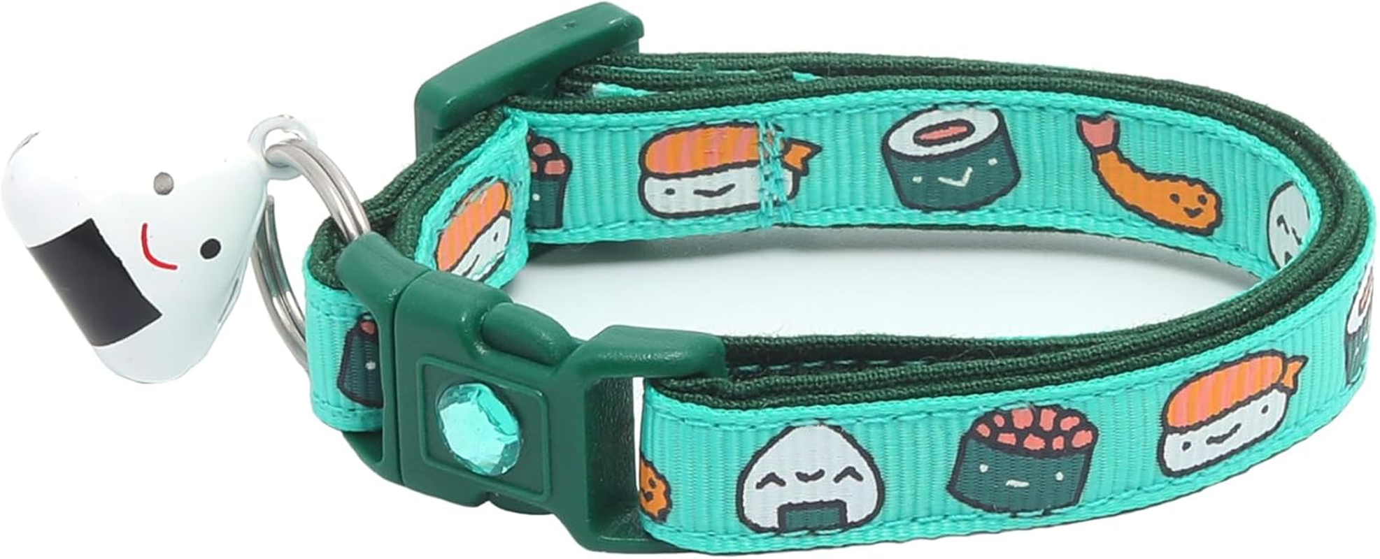 Sushi Cat Collar with Onigiri Bell | Adjustable Large Size or Kitten Collar | Safety Breakaway Collarr (Large(10Lbs & Up), Ginger)