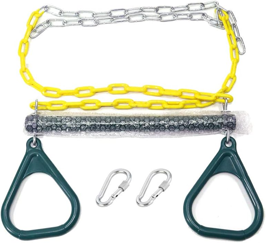 18' Trapeze Swing Bar Rings 48' Heavy Duty Chain Swing Set Accessories & Locking Carabiners&hellip;