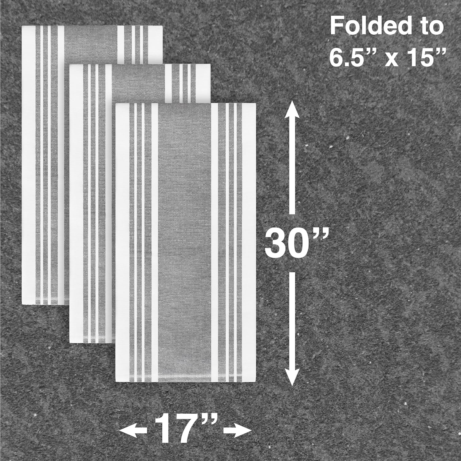 All-Clad Dish Towels Dual Purpose Reversible, 100% Absorbent Cotton, Kitchen Towels Set of 3 Striped, 17" X 30", 3-Pack Pewter Textiles image number 2