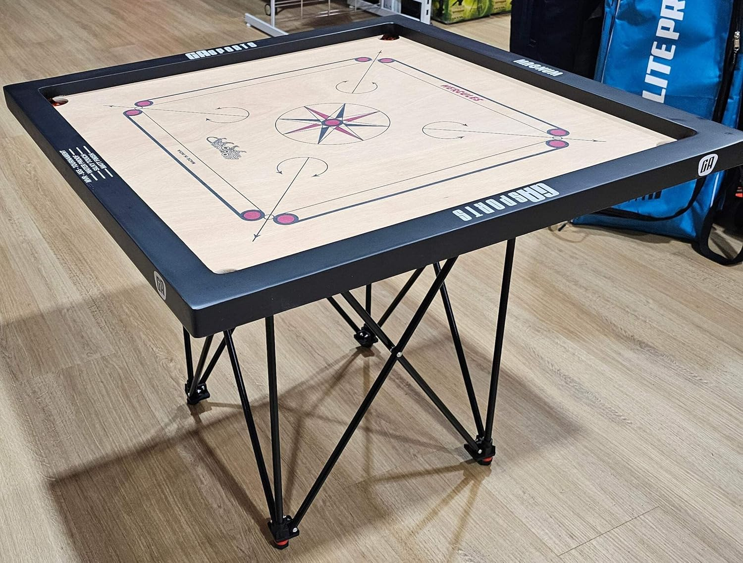 Carrom Board Stand Full Size &ndash; Tough Quality Metal, Portable & Sturdy | Folds for Easy Transportation and Storage | Approx. 63 Cm Playing Height