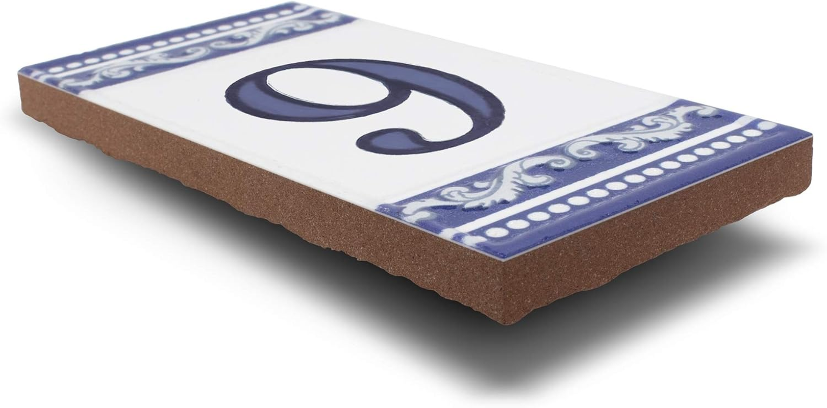 Kantu 2113017 Castilla Ceramic Tile Address Number, 3.94 In. L X 1.97 In. W X 0.31 In. H, Blue image number 3
