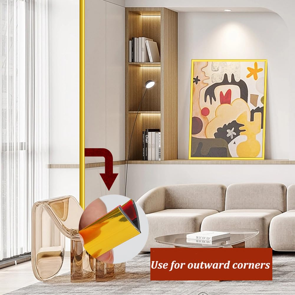 3M Peel & Stick Wall Molding Trim - Flexible Corner Angle Trim, Self Adhesive Wall Corner Guard Edge Protector, Bright Silver (4CM/10FT) - 2Cm/6M/Bright White image number 2