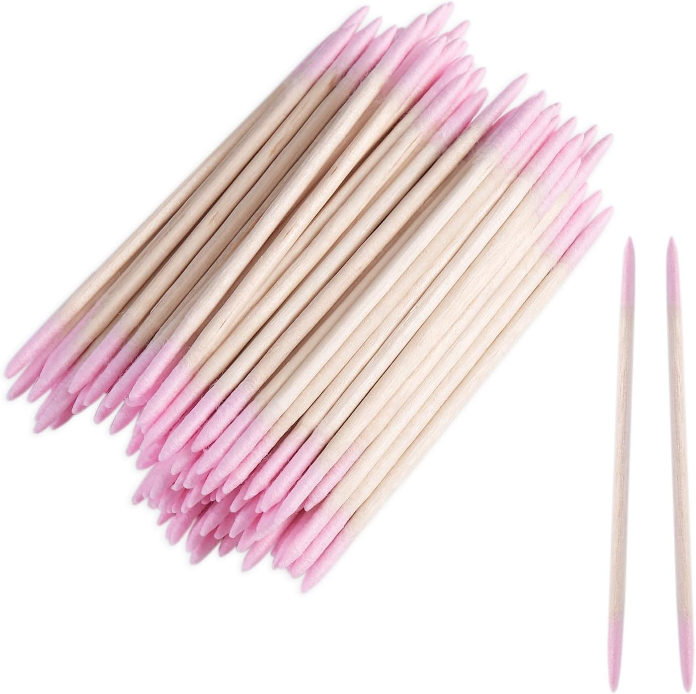 Fspronail 200Pcs Pointed Tip Cotton Swabs, Pink Double-Head Precision Microblading Cotton Swabs with Wooden Sticks Nail Polish Remover Pen Touch up Disposable Makeup Applicators Beauty Tools image number 2