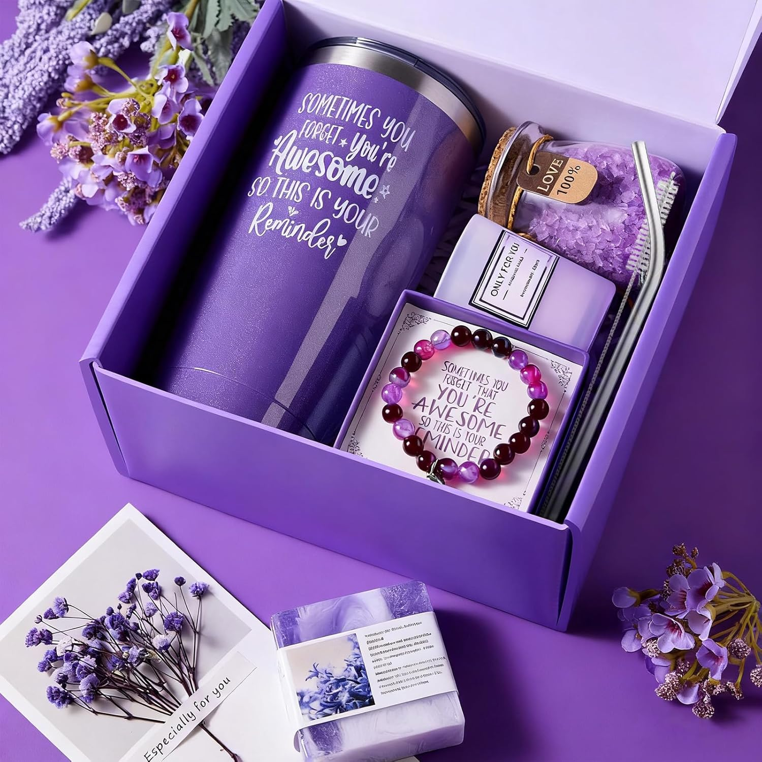 Gifts for Women Relaxing Lavender Spa Care Set - Gift Hamper Box Pack, Perfect for Birthday, New Years, Valentine'S Day, Mother'S Day, Wife, Girlfriend, Sister, Best Friend & Colleague image number 4