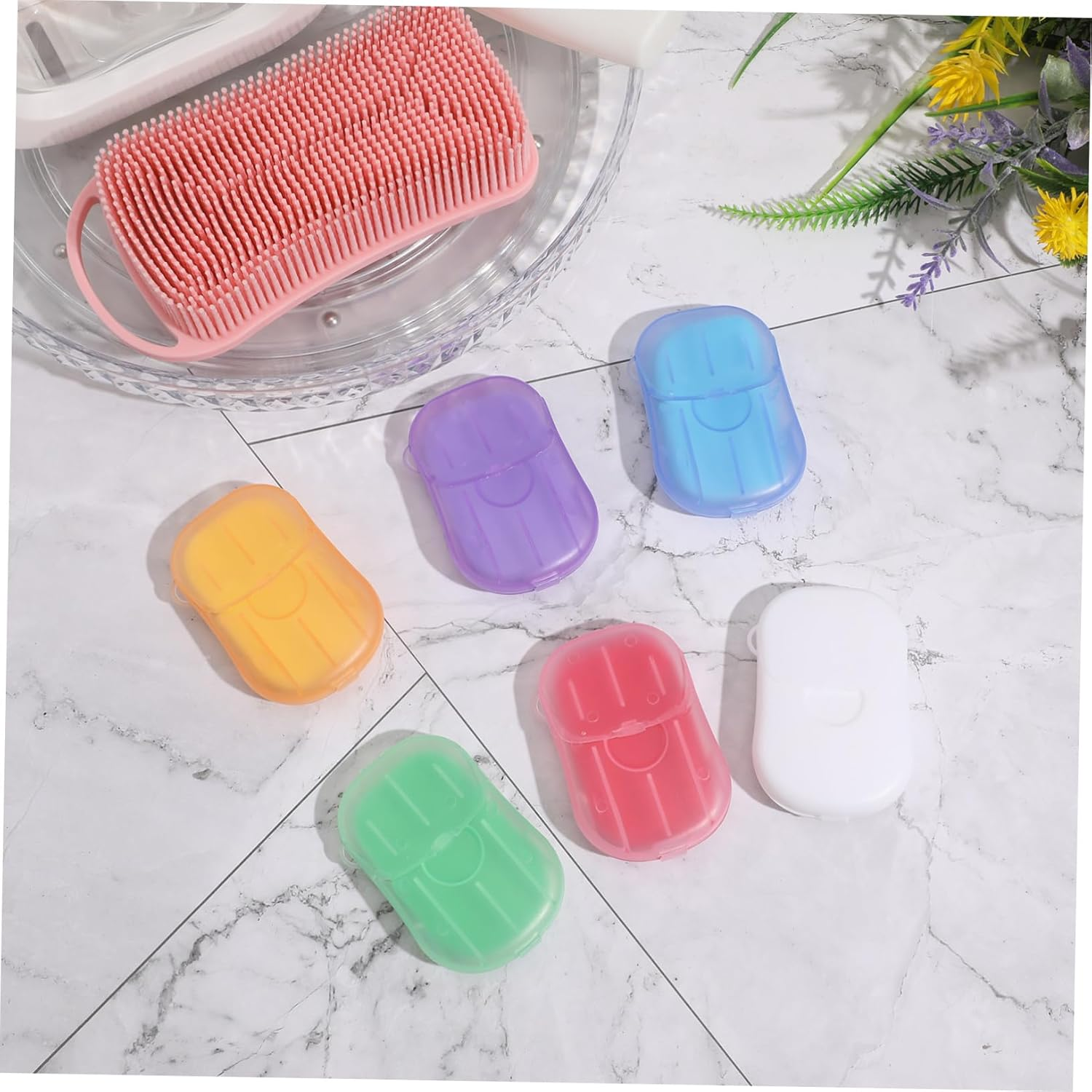EXAOMBLE 120 Sheets Convenient Portable Travel Soap Papers for Camping Hiking Outdoor Activities Lightweight Hand Washing with Rose Lavender Milk Orange Scents image number 5