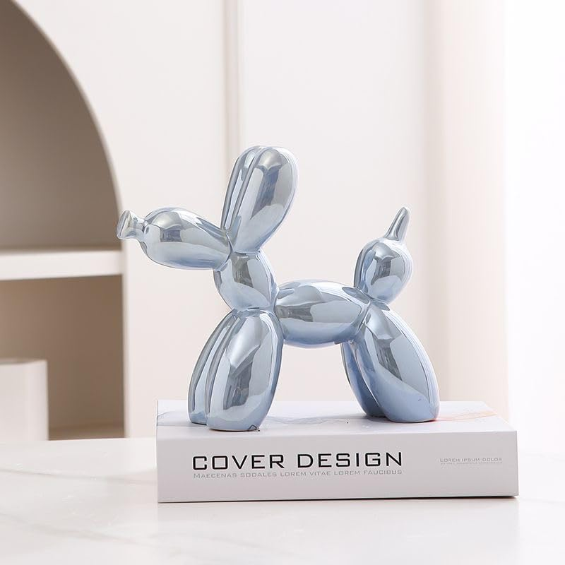 Resin Balloon Dog Sculpture,Creative Cute Animal Crafts Figurine Shaped Statue Art Sculpture Modern Desktop Ornament Decoration for Home Bedroom Living Room & Office Decor(Glod,8/ X8/ X3/)