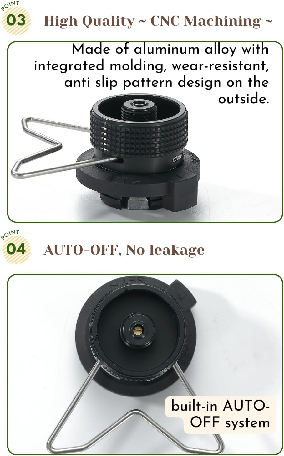 CAMPINGMOON Butane Adapter for Nozzle Type Butane Camping Canister Black BKZ10 image number 5