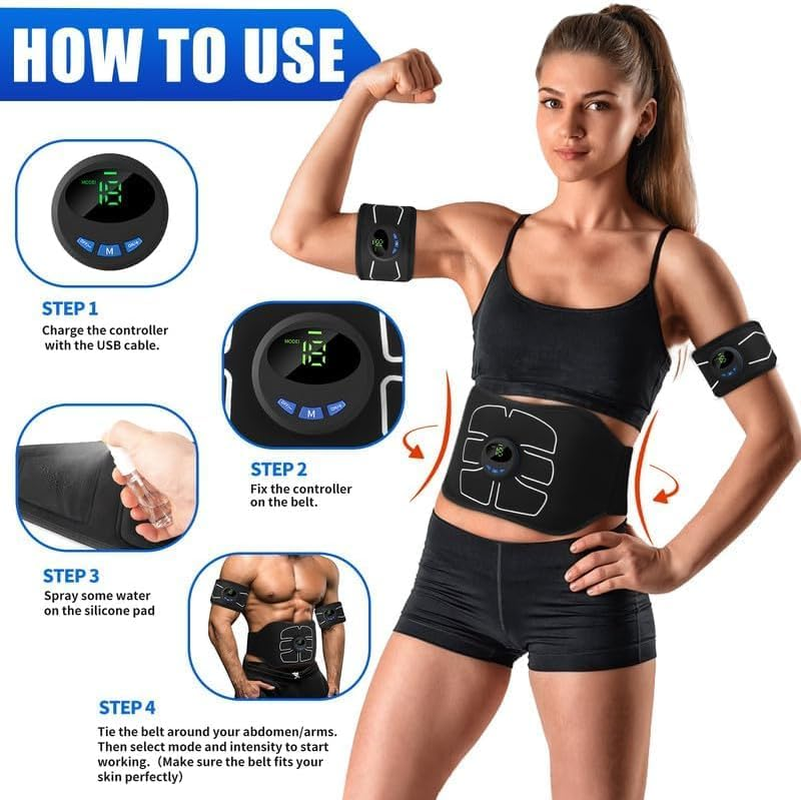 Electronic Muscle Stimulator, Abs Stimulator Muscle Toner, Ab Machine Trainer for All Body, Fitness Strength Training Workout Equipment for Men and Women