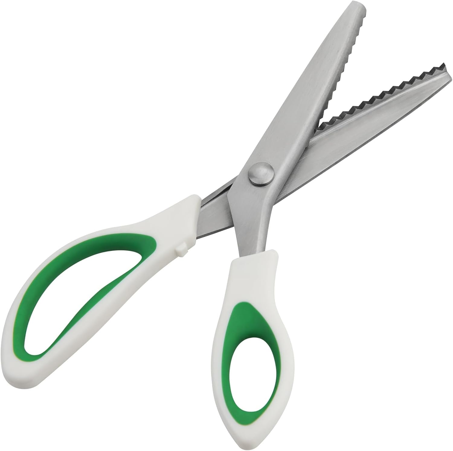 Green Pinking Shears, Zig Zag Craft Scissors Decorative Edge, Pinking Shears Scissors for Fabric Cutting, Professional Dressmaking Sharp Fabric Sewing Scissors, Comfort Grips Scrapbook Scissors image number 2