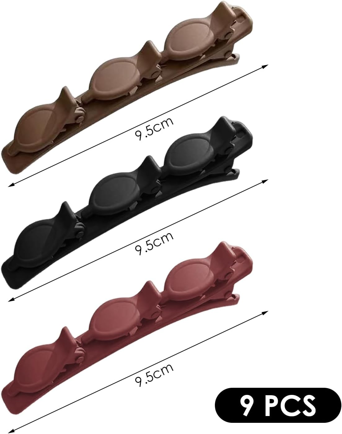 Pack of 9 Simple Double Layer Hair Clips, Braided Hair Side Clips, Elee Styling Hair Clips, Fashionable Daily Duckbill Clips, Women'S Headwear Clips image number 3