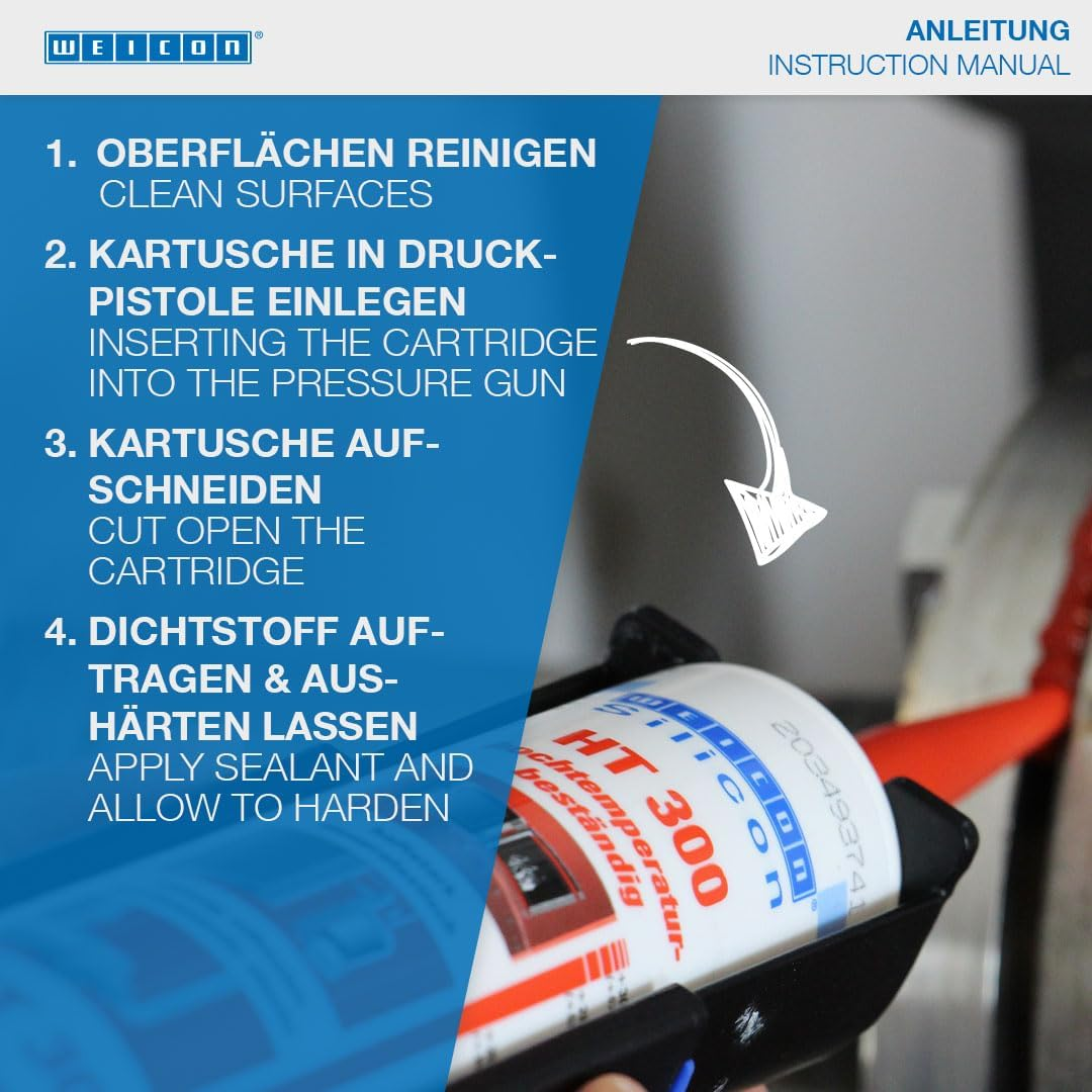 WEICON Silicon HT 300 85 Ml | High-Temperature Adhesive for Sealing Cord & Tape, Oven, Chimney, Red image number 1