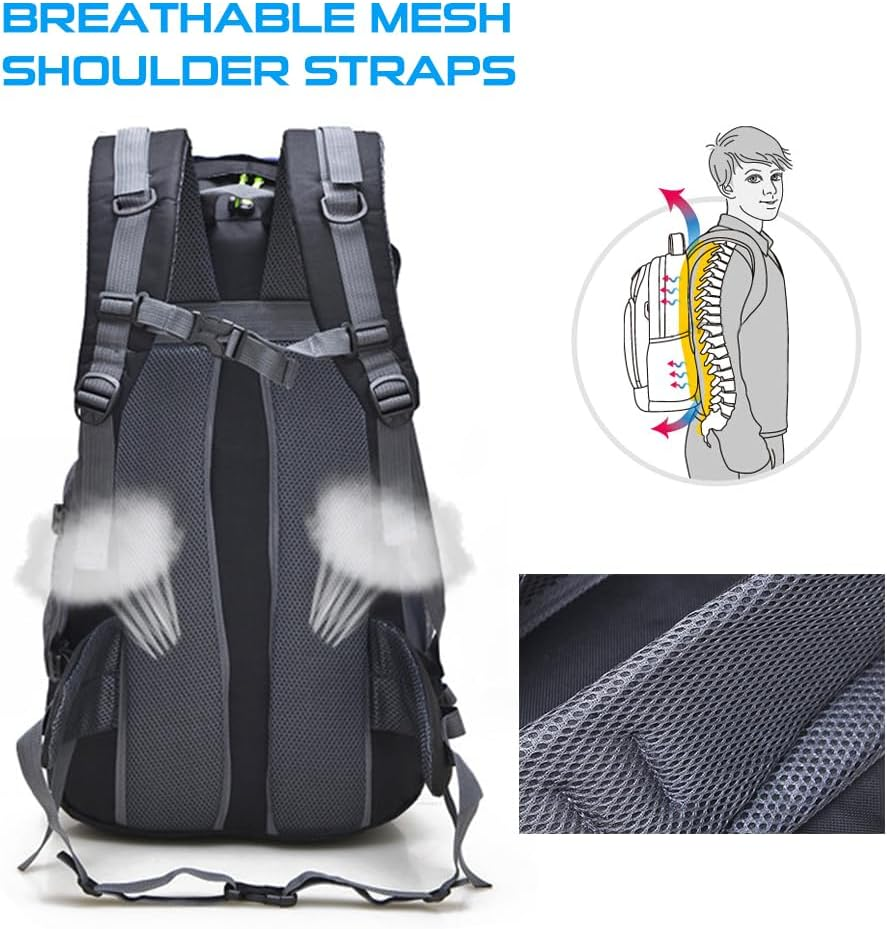 CIADAZ 50L Hiking Backpack Water-Resistant Camping Backpack Bag Daypack for Backpacking Traveling Trekking Climbing image number 6