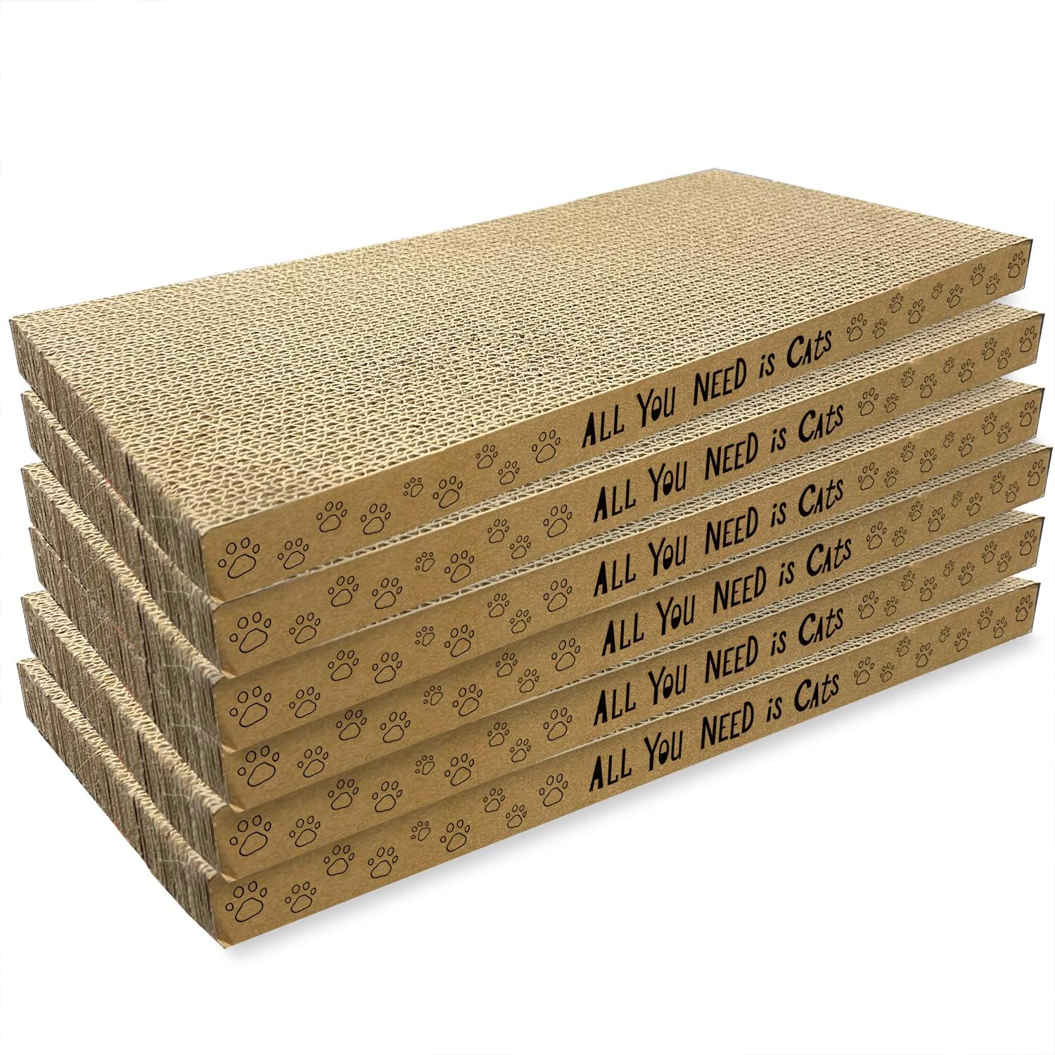 Accencyc Cardboard Cat Scratcher Pads Cat Scratching Board for Indoor Cats 17&rdquo;Lx8.3&rdquo;Wx1&rdquo;H Dual-Side Corrugated Cat Scratching Post Reusable Cat Supplies - 6 Pack