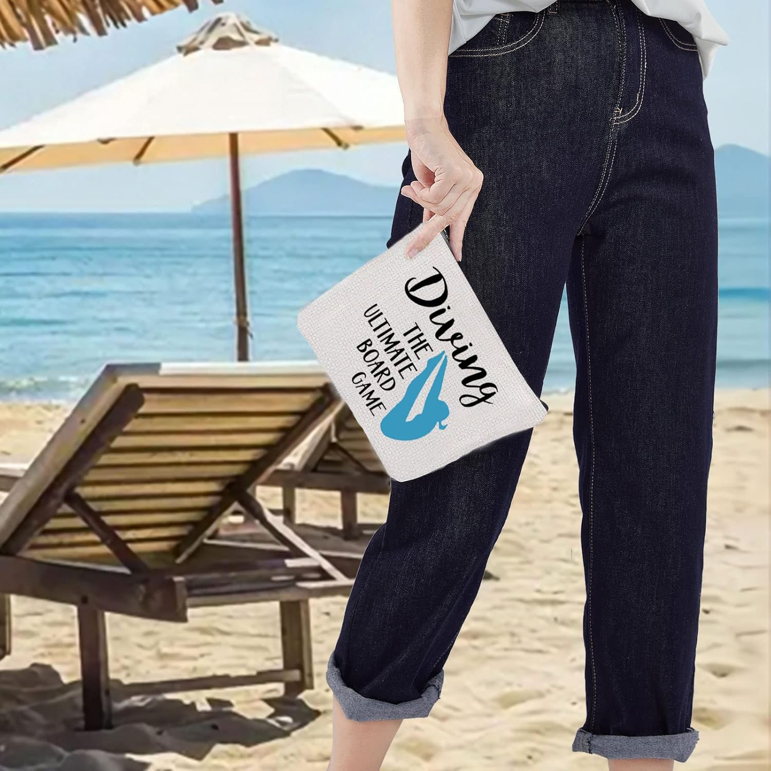 LEVLO Springboard Diving Cosmetic Bag Platform Diving Gift Diving the Ultimate Board Game Makeup Zipper Bag for Women Girls, Diving the Ultimate image number 5