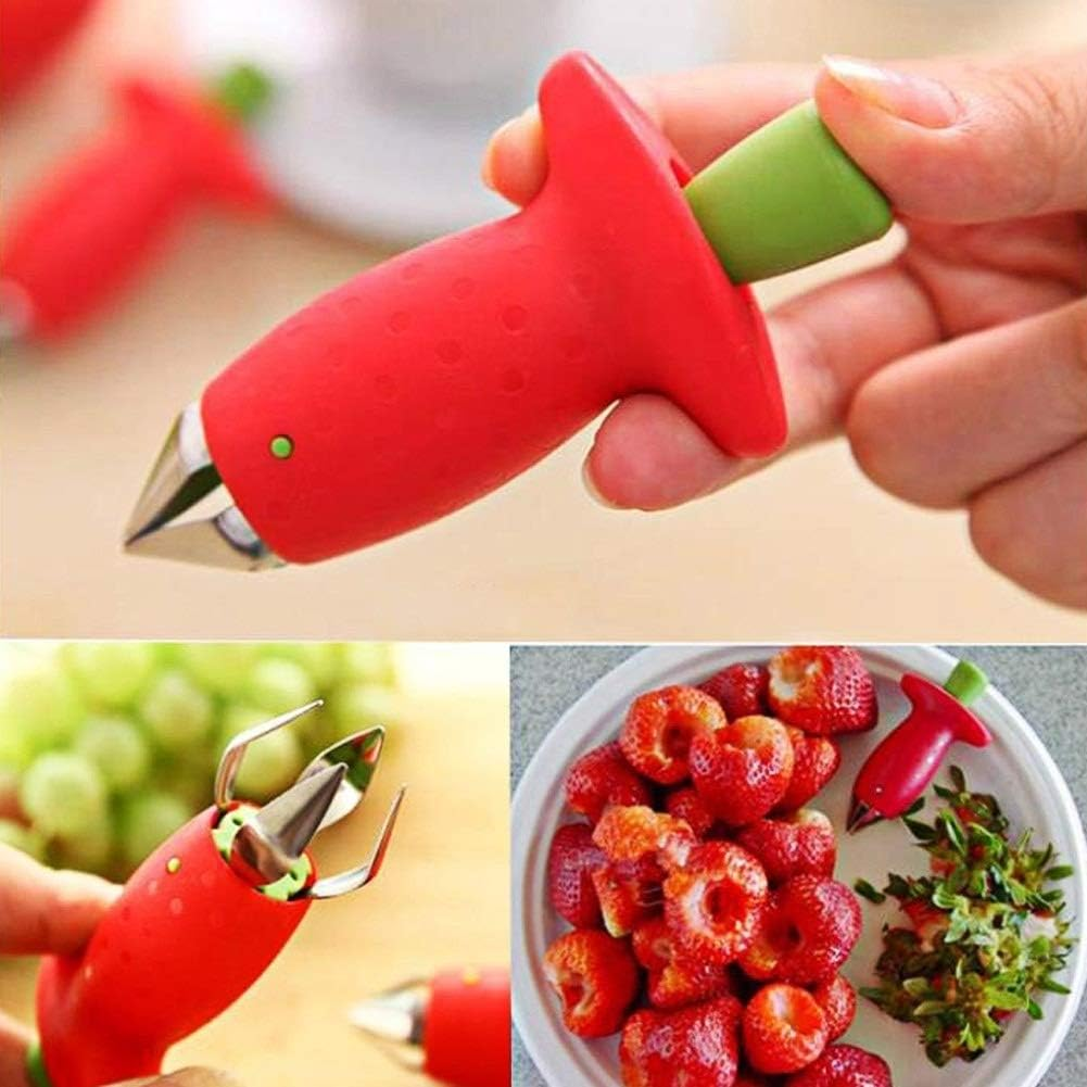 Kitchenware Gadgets 2 PCS Strawberry Huller Metal Tomato Stalks Plastic Fruit Leaf Knife Stem Remover Kitchen Tool Kitchenware Gadgets image number 3