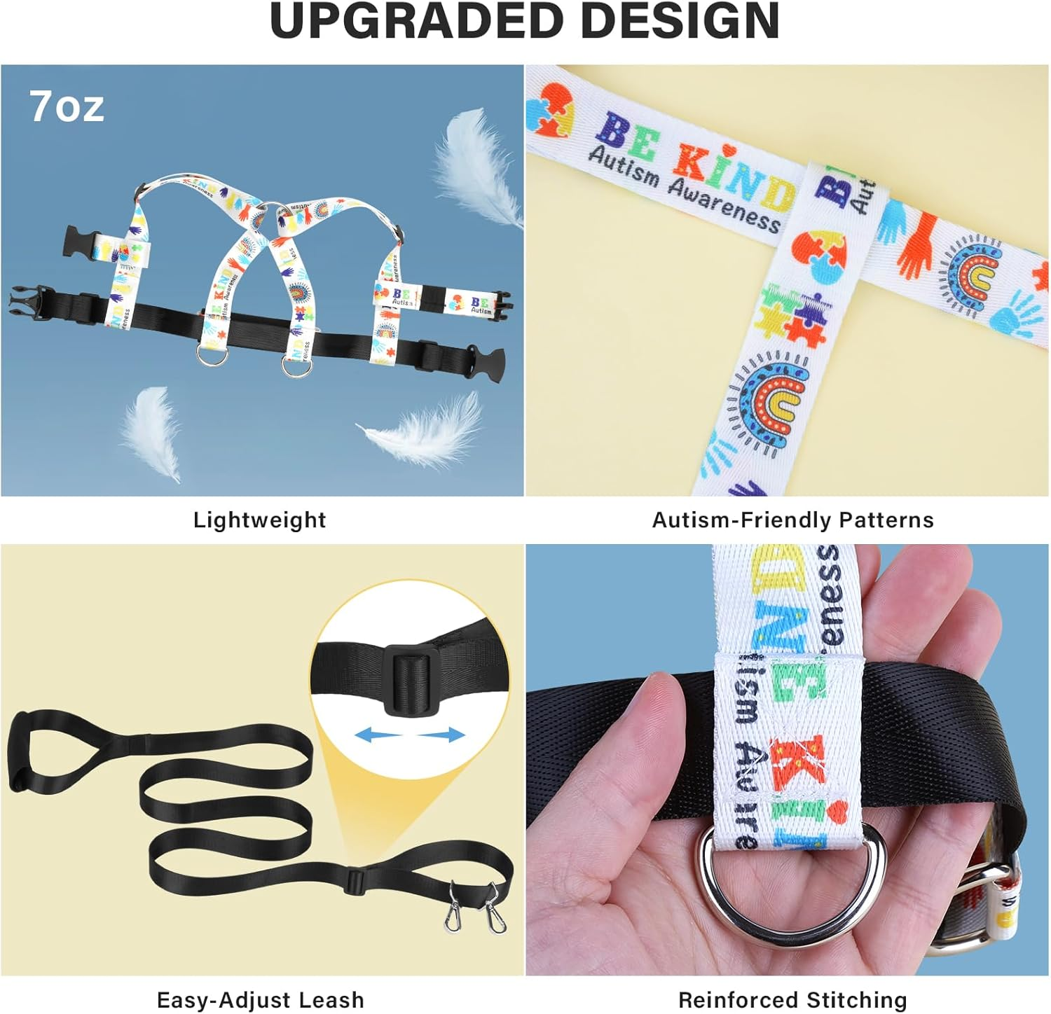 HOOMTREE Safety Walking Harness and Leash for Autism & Special Needs Kids Ages 3-6 with Easy-Adjust Tether + Emergency Grab Handle for Wandering Prevention & Calm Outdoor Adventures image number 6