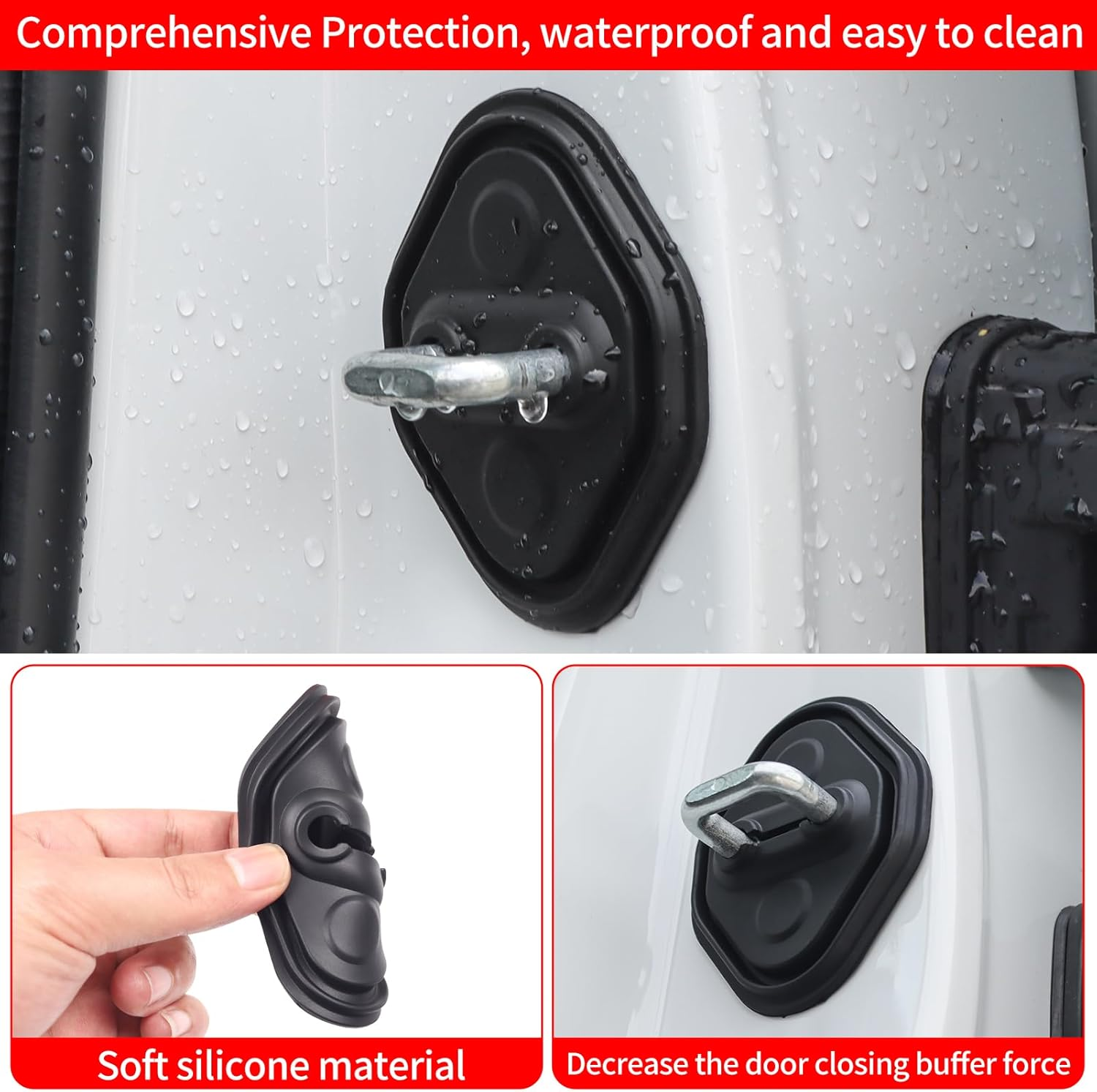 4 Pcs Car Silicone Door Lock Cover for 2024 2025 Toyota Land Cruiser 250 1958 Prado Lc250 J250 Car Door Lock Protective Cover Interior Design Decoration Accessories image number 3