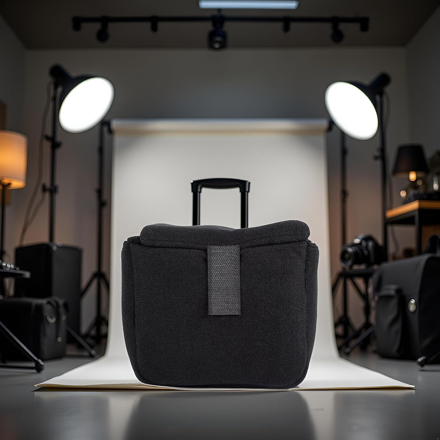 Camera Bag Insert with Velvet Interior, Removable Dividers, Shock Protecte, Hooks Loop Closure (Black) - Red image number 4